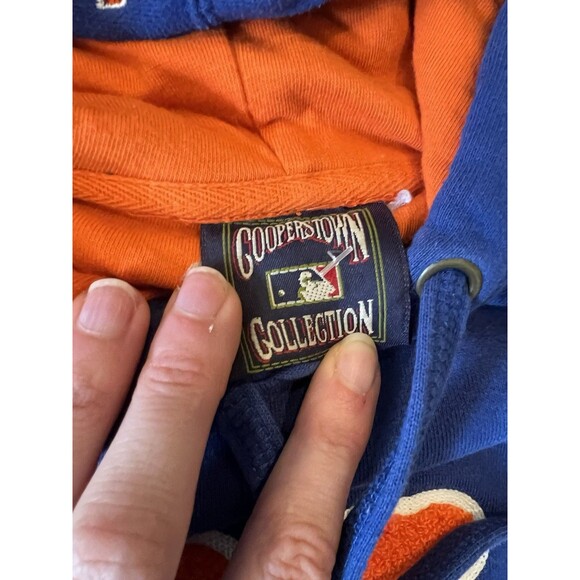 Vintage Majestic NY Mets Mens Size Med/Large Cooperstown Hoodie Mr Met Patch - Picture 2 of 7